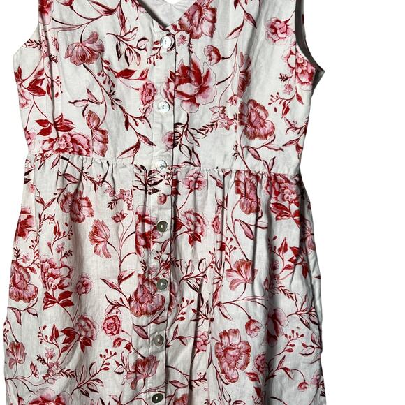 Cynthia Rowley Linen Floral Sleeveless V-Neck A-Line Midi Dress Women's 8 White - Picture 4 of 8